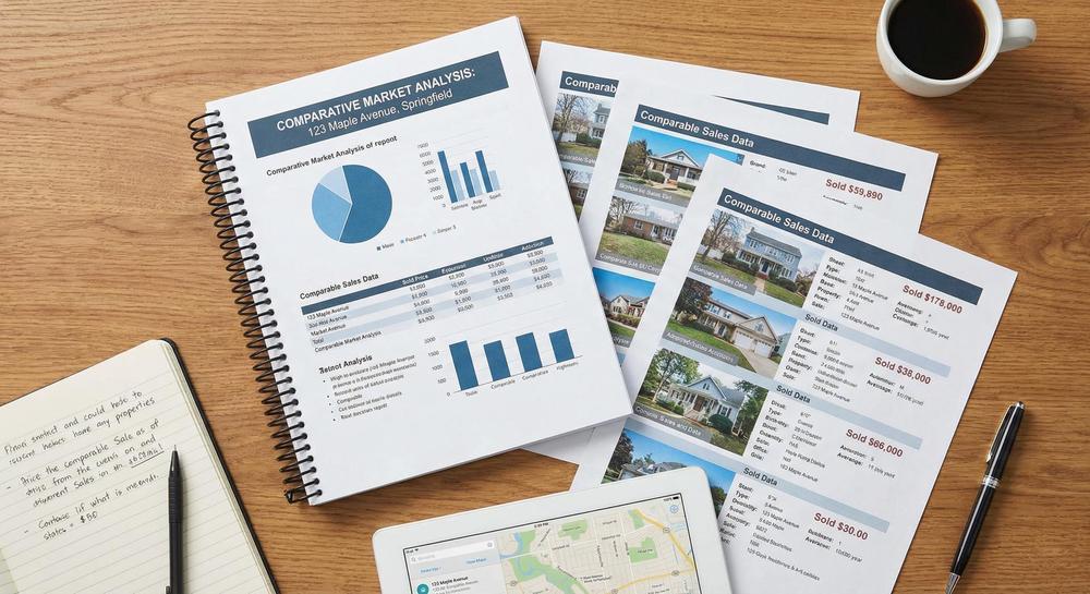 Comparative market analysis document and pricing strategy for a home listing