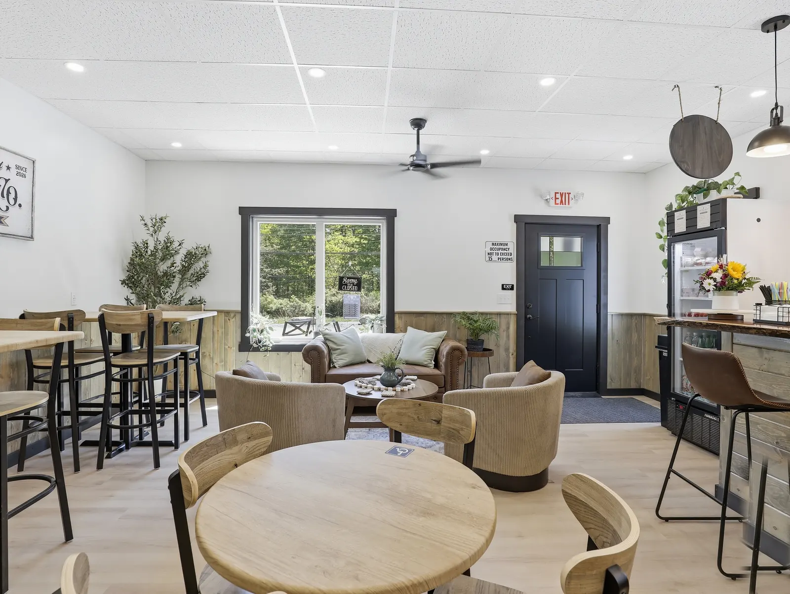 Wide interior image of the coffee shop experience