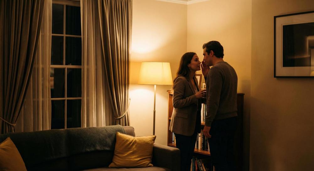 Buyer discussing home purchase privately with agent