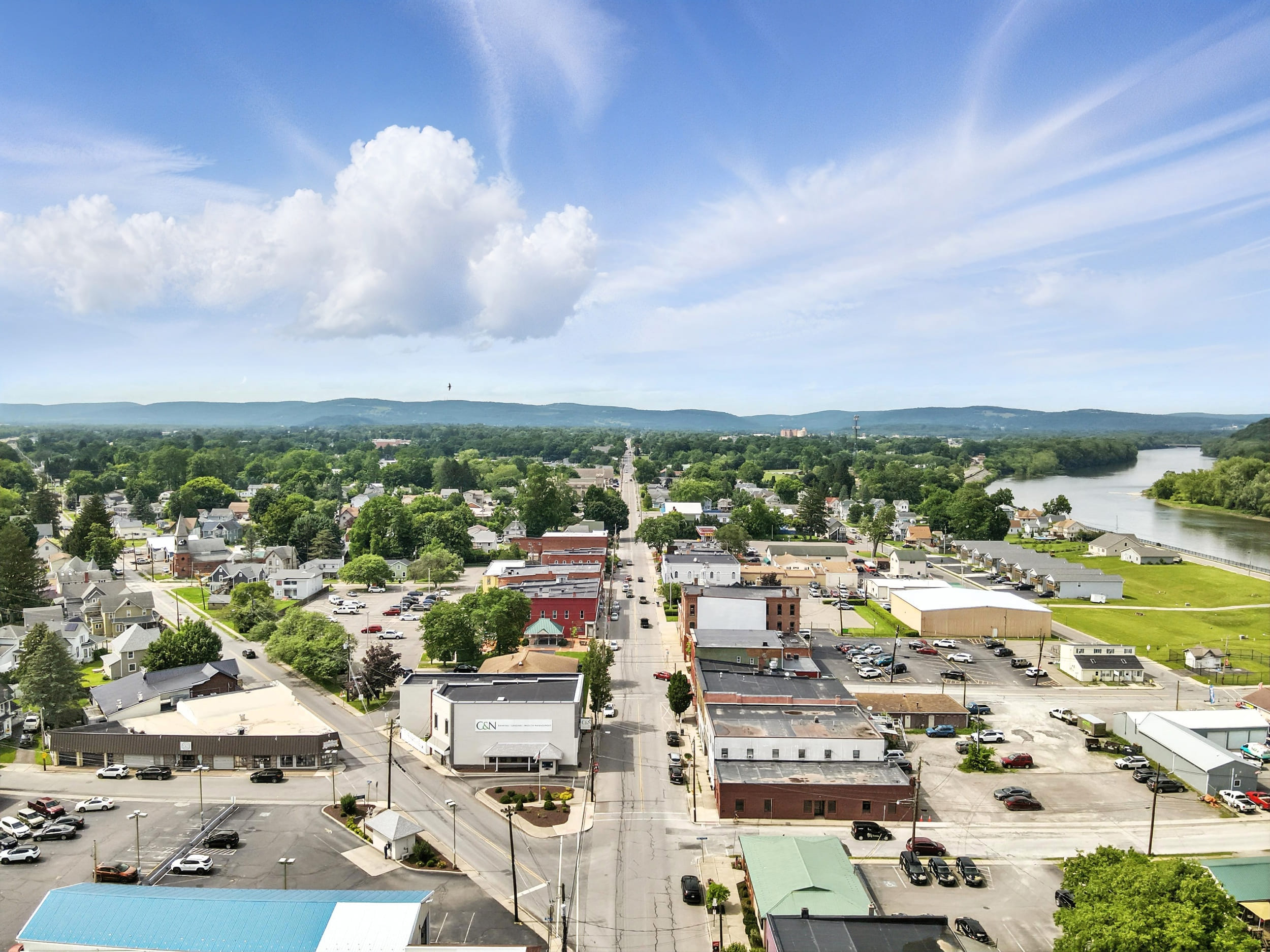 Drone flyover image 2 of Athens, PA